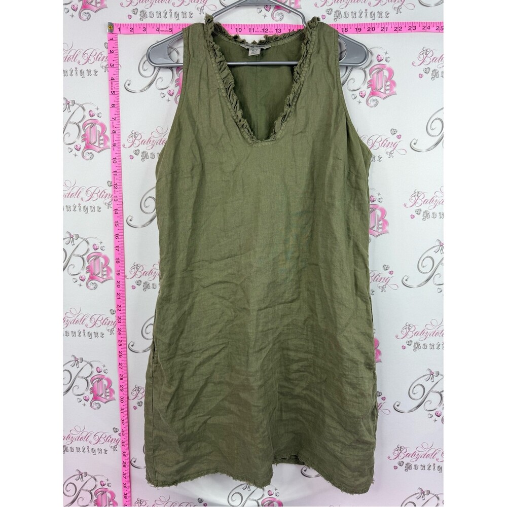 Tommy Bahama linen dress distressed Olive Green Sleeveless V-Neck Linen Tunic